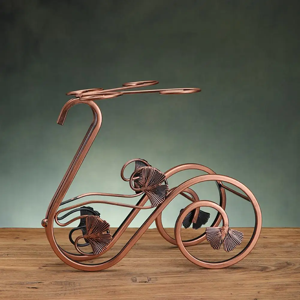 Triangular Base Wine Holder Retro Swan Bicycle Iron Wine Rack with Glass Holder Decorative Lady Wine Bottle Stand for Home