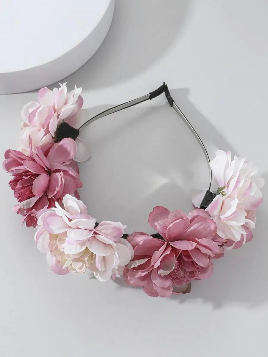 Flower Decor Headband Boho,Pink Accessories Valentine's Day Valentines,Hairband,Hair Hoop Headbands Head Accessories Beauty