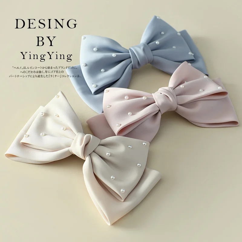 Bow Hair Clip Luxury Minimalist Solid Fabric Large Single Spring Clip Daily Dating Women All Season