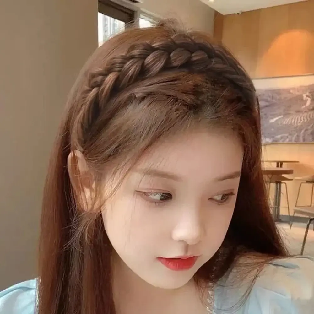 New Women Wig Twist Headbands Retro Non-slip Braids Handmade Wide Fishbone Head Hoop Styling Headwear Accessories headband