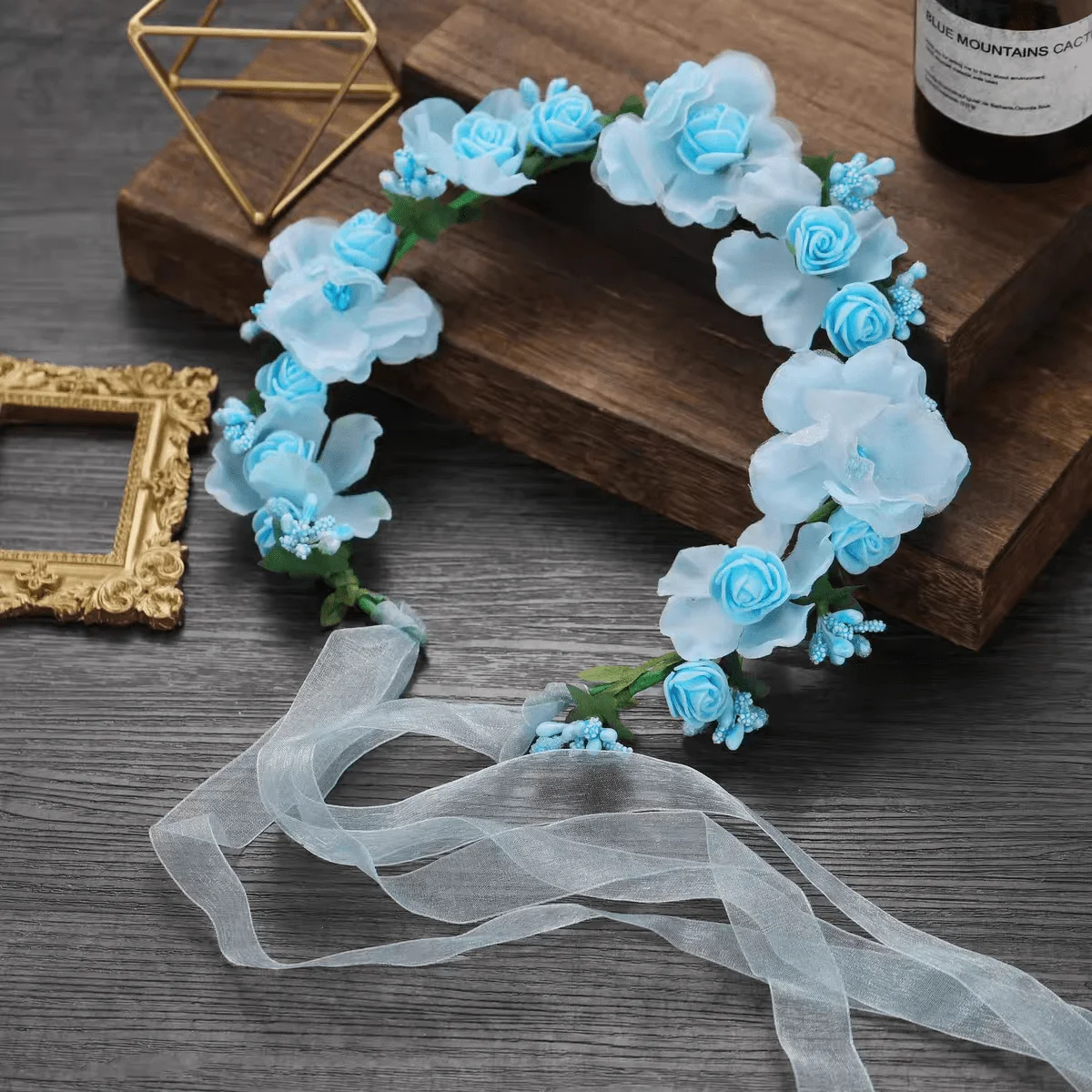 1pc Women's Floral Headpiece, Boho Style Fake Flower Crown, Bridal Wedding Beach Vacation Photo Prop Bridesmaid Hair Accessory Valentine's Day Accessories