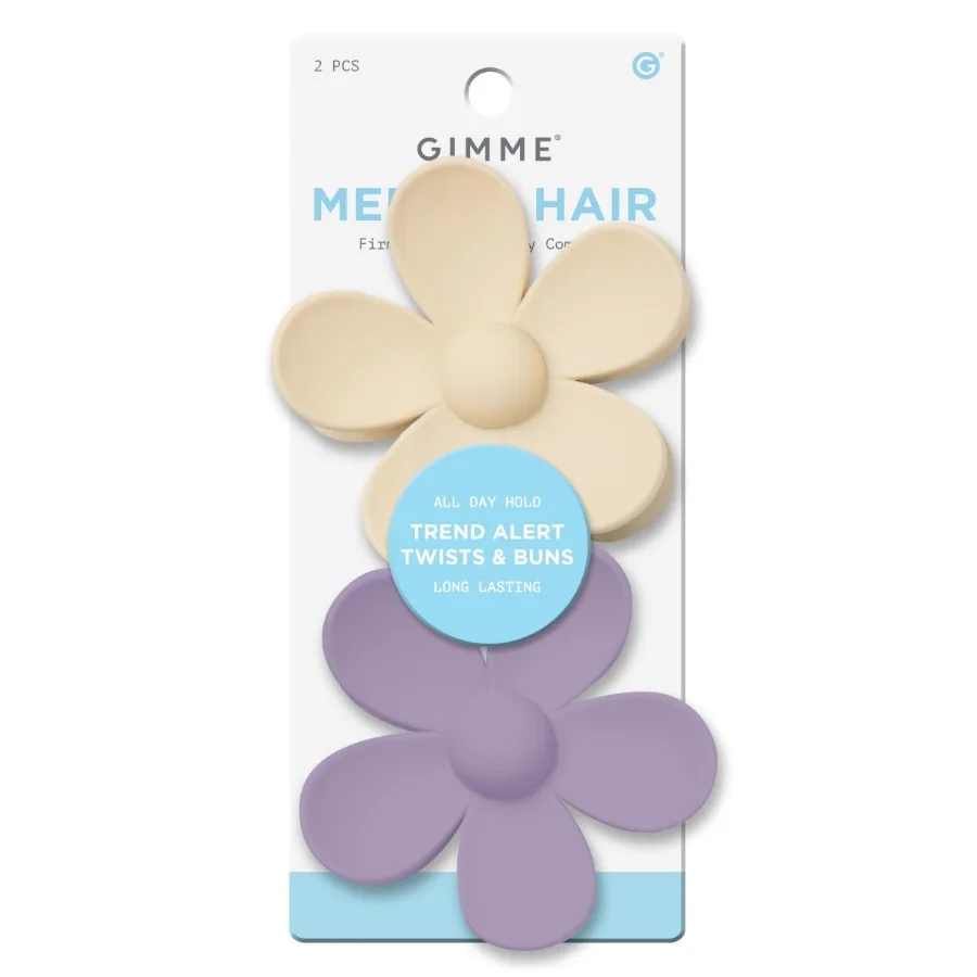 Beauty Daisy Flower Claw Clip for Medium Hair Purple Cream 2 Count
