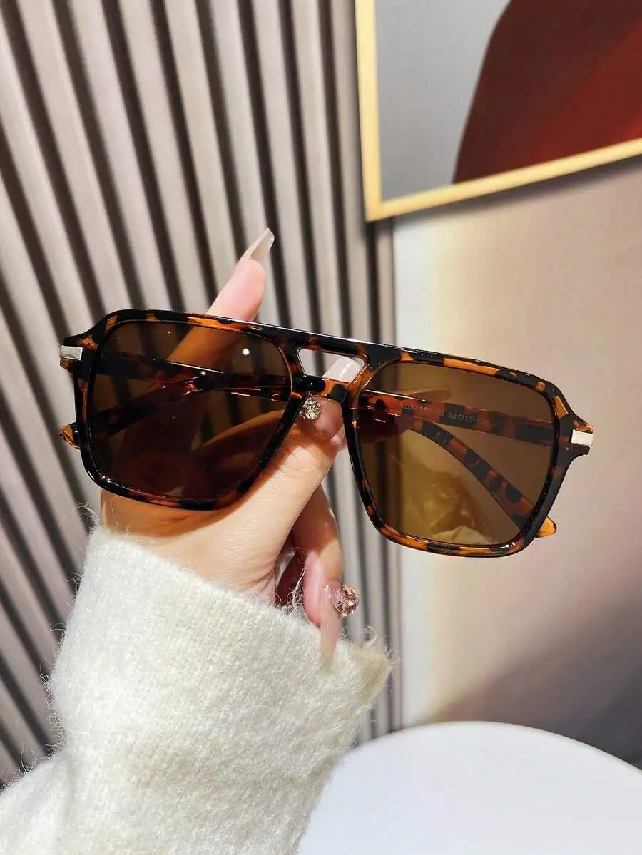 1 Pair Fashion Double-Bridge Aviator Fashion Glasses For Women