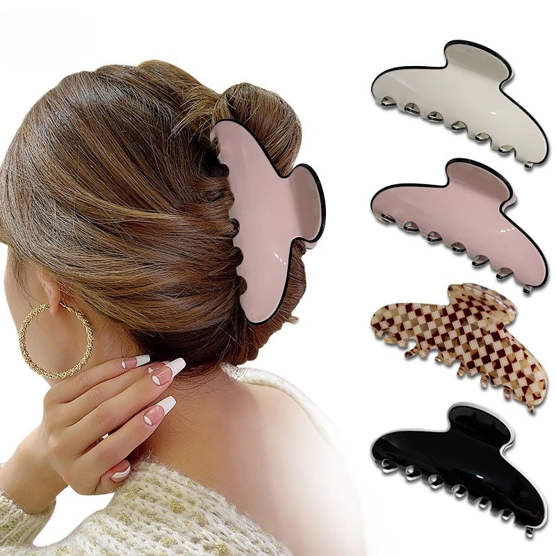 Korean acetic acid high texture three-layer French elegant large hair grab clip disc hair shark clip children