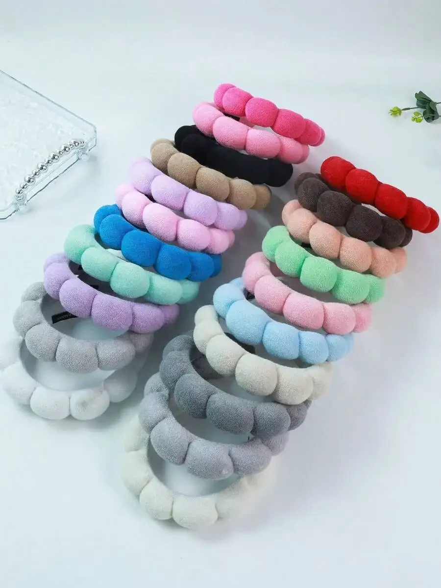 Cloud-Shaped Headband, Solid Color Sponge High-Top Headband, Pressure-Free Headband, Suitable For Washing, SPA, Skincare,