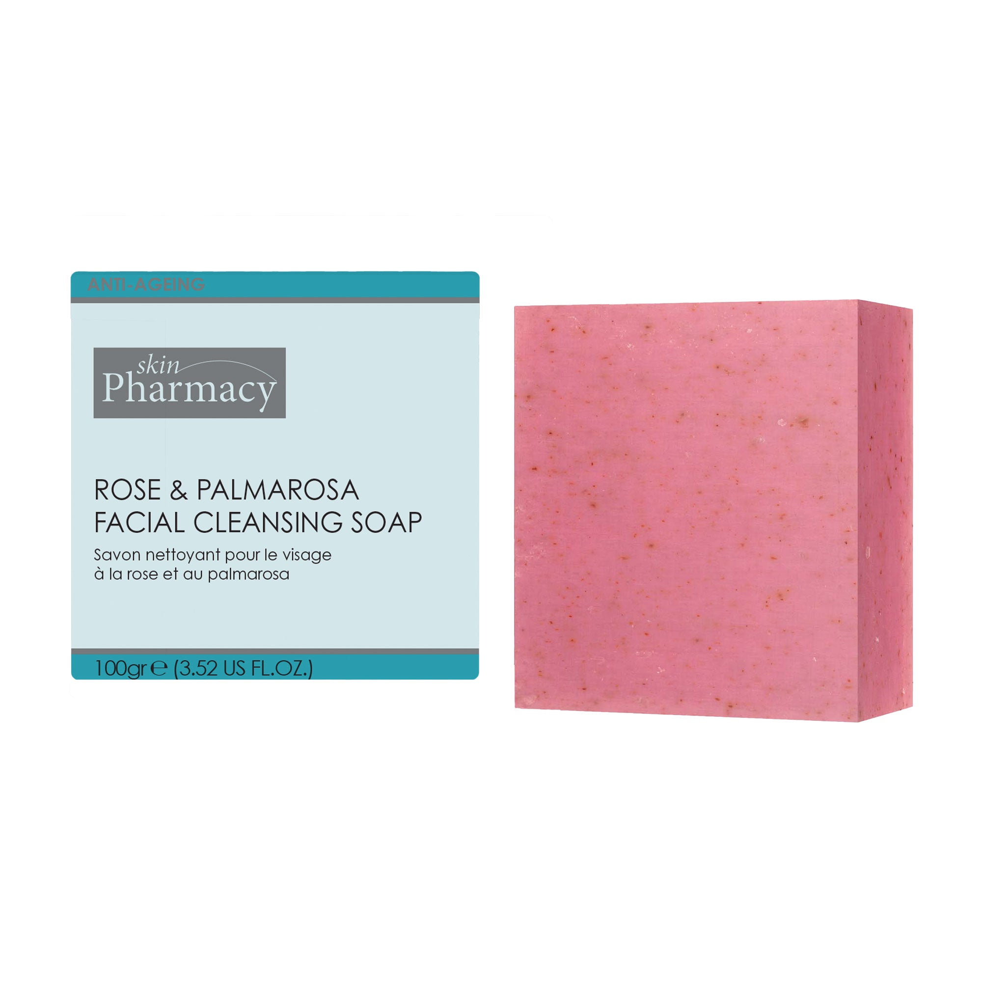 Skin Pharmacy Jabón Facial de Rosas 100g con Aceite de Rosa para Limpieza e Hidratación Suave