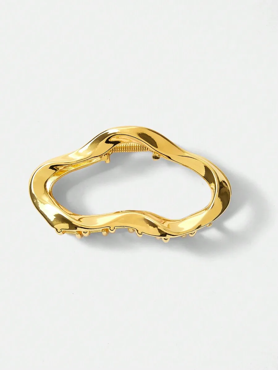 Gold Plated Asymmetric Hollow Hair Claw Clip For Women