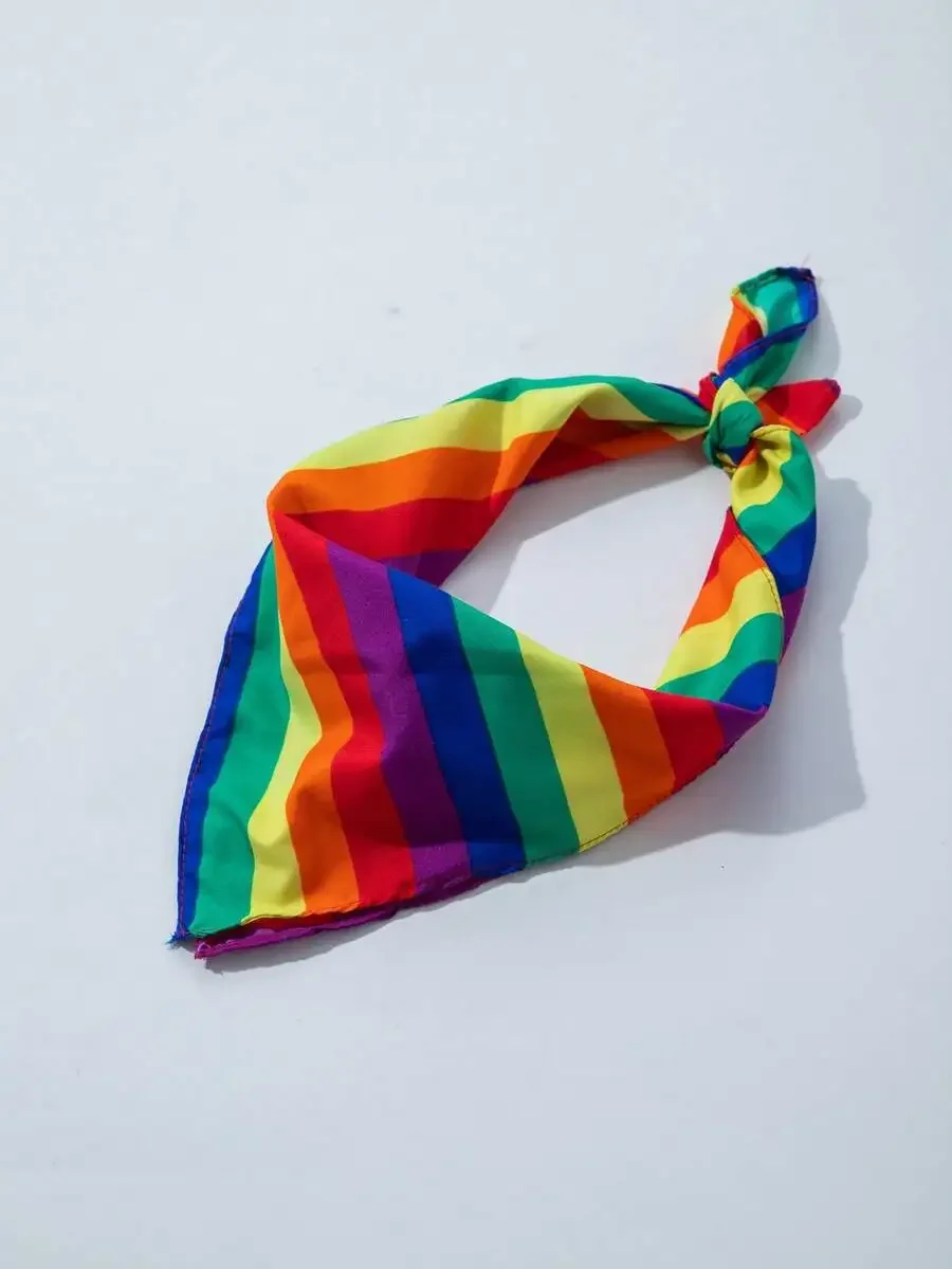 Rainbow Striped Polyester Bandana For Women Daily Wear Party Beach Vacation Headwear