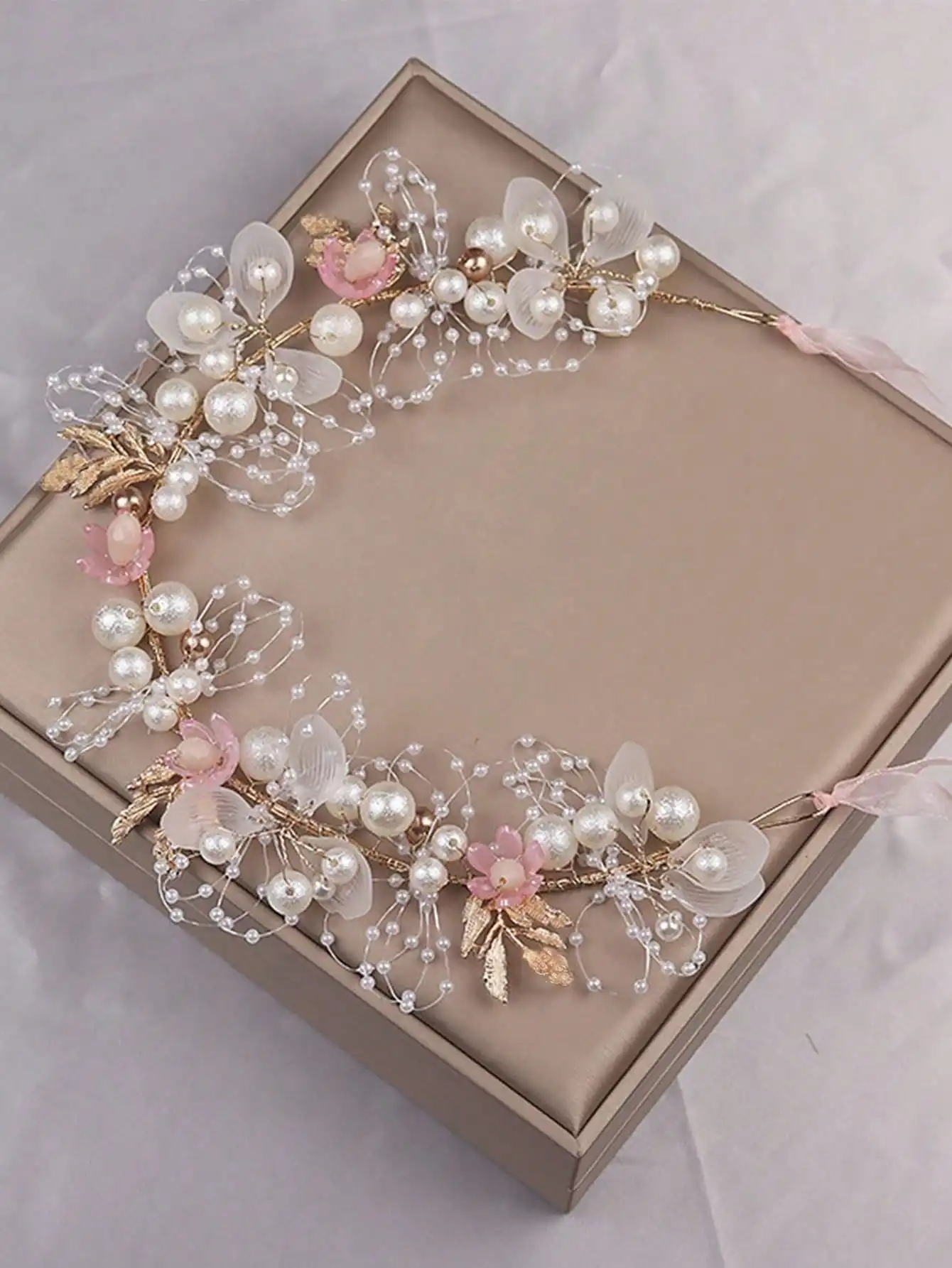 1pc Korean Style Delicate Hair Band Crown Headband For Daily Wear And Wedding Party, Forest Design