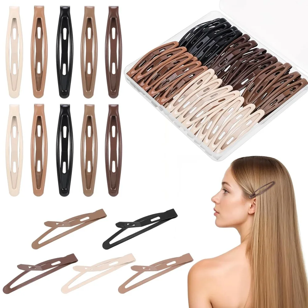 40 Pieces Metal Snap Hair Clips Barrettes 2.36 Inch Hairpin for Women Girls Natural Color Hair Claw Clips Hair Accessories Bulk Wholesale