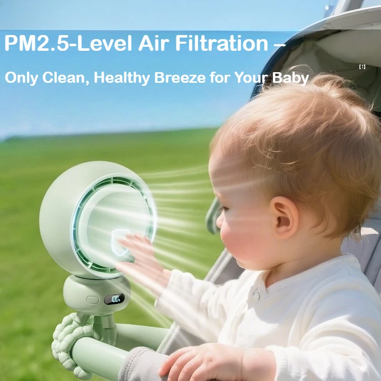 Octopus Stroller Fan - Auto-Oscillating Baby Pushchair Clip-On Fan, Portable Cooling Solution for Infants