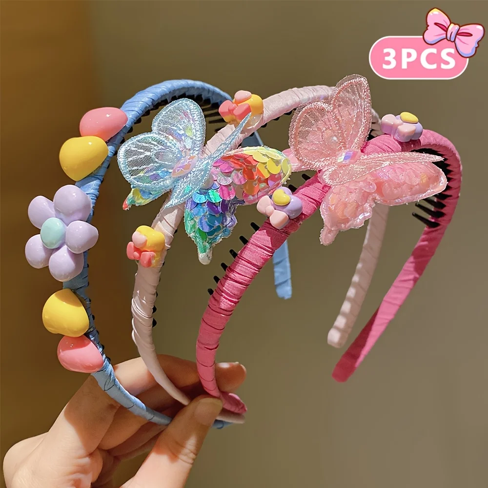 3pcs Korean Style Butterfly Hair Hoops, Non-Slip Hair Accessories for Hair Control and Flyaway Taming