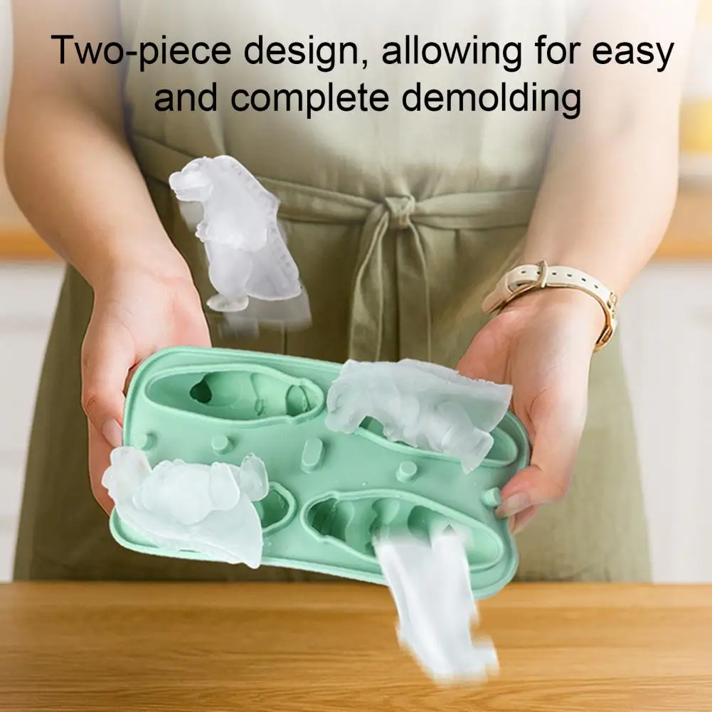 Silicone Ice Cube Tray 3d Dinosaur Ice Cube Tray with Lid Reusable Silicone Mold for Whiskey Cocktails Fun Dino Shape Ice Cube