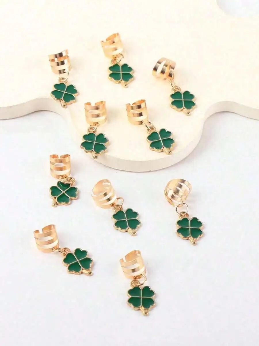 6pcs Green Clover Hair Clips For Women St Patricks Day Party Hair Accessories