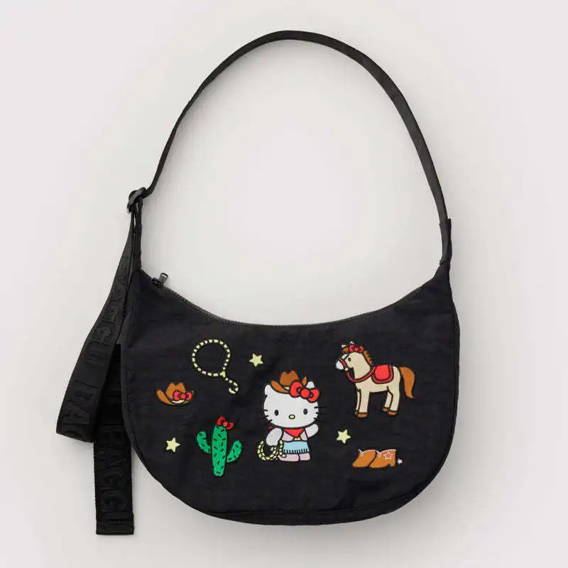 Sanrio Kawaii HelloKitty Fashion Embroidery Single Shoulder Crossbody Bag Japanese Cartoon Large Capacity Handbag Holiday Gift