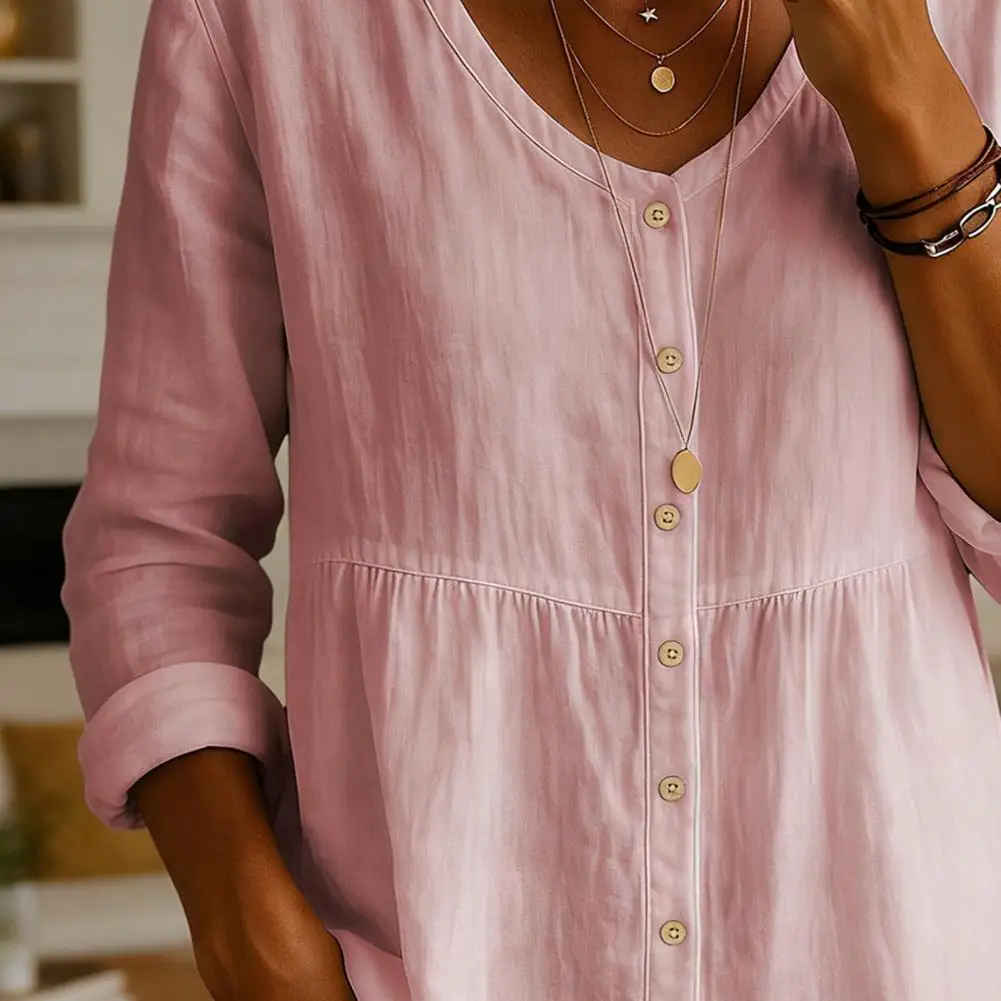 Temperament Loose Woman Shirt Fashion Elegant Casual Shirt Women Long Sleeve Button Shirt White Tee O Neck Women T-Shirts