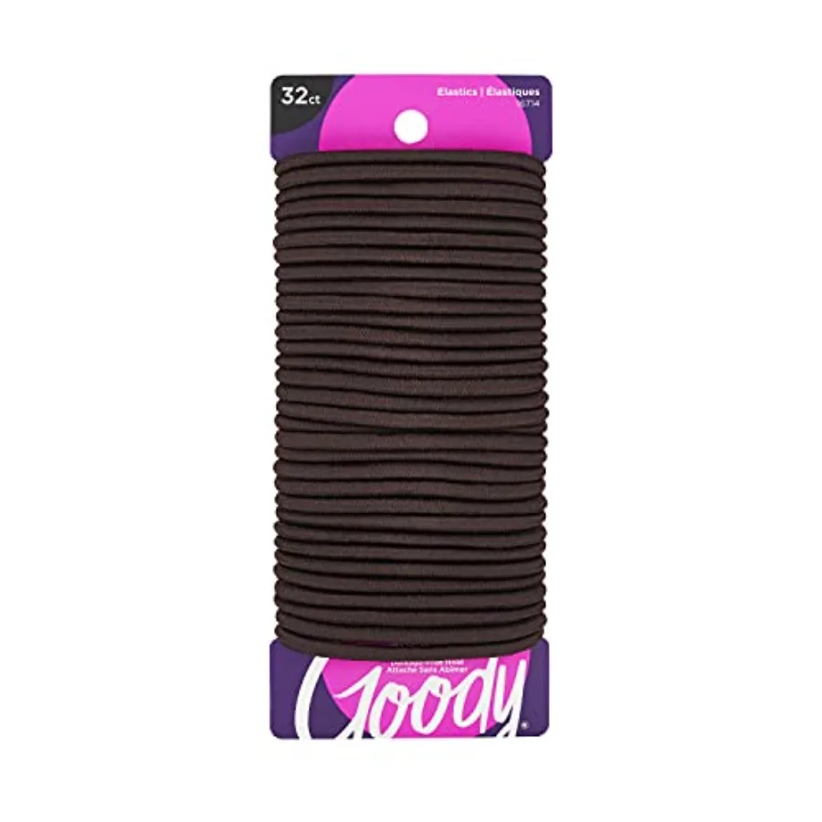 GOODY Ouchless Women's Hair Braided Elastics 4mm for Medium Hair, Brown, 32 Count Pack of 1