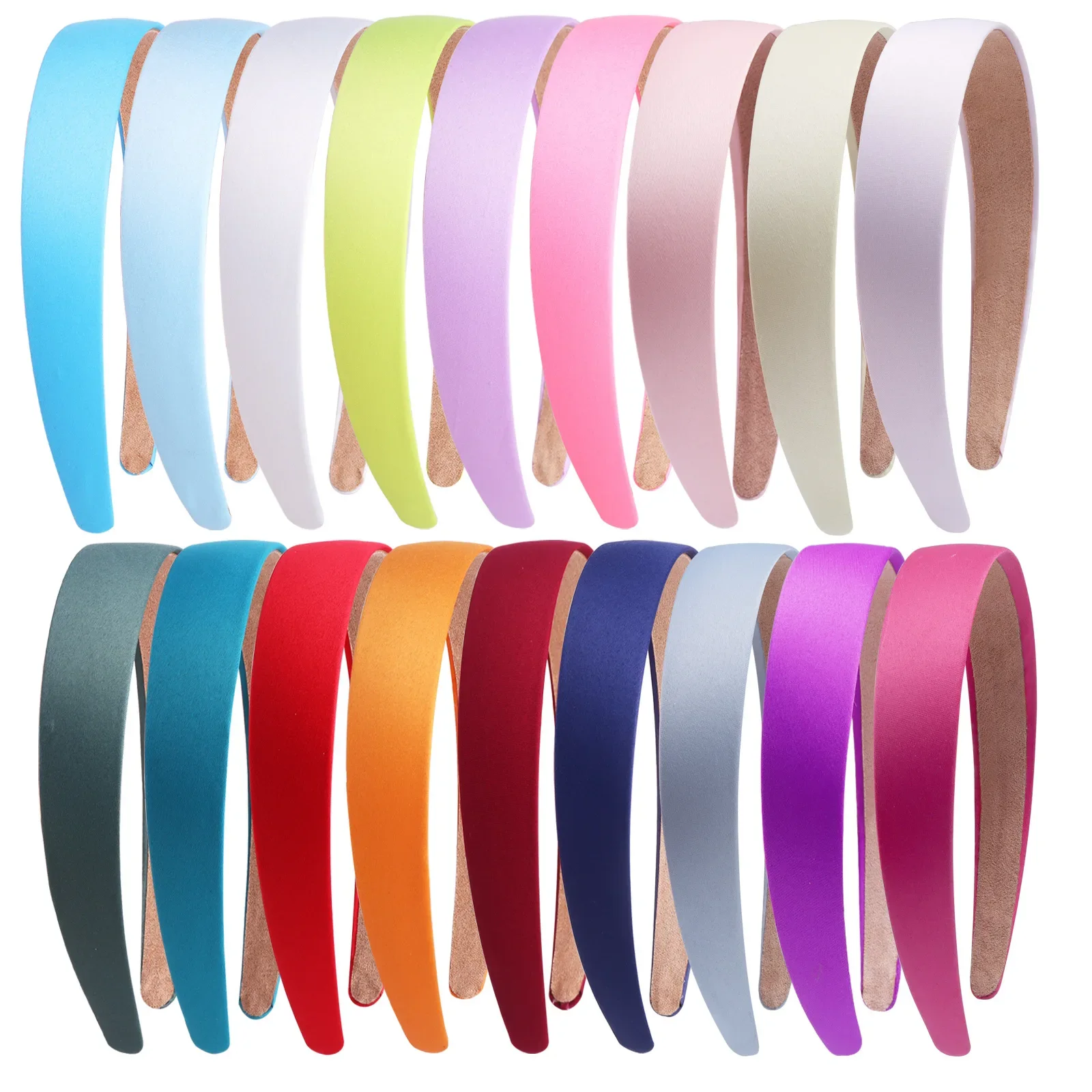 1pcs Plain 3CM Wide Satin Headband Girls Fabric Covered Resin Hairbands Plastic Hair Hoop Kids Elastic Bands Hair Accessories
