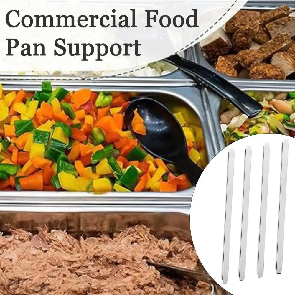 Kitchen Food Sink Support 4pcs Stainless Steel Table Adapter Bars Grade Food Pan Dividers Metal Food Prep for Restaurants