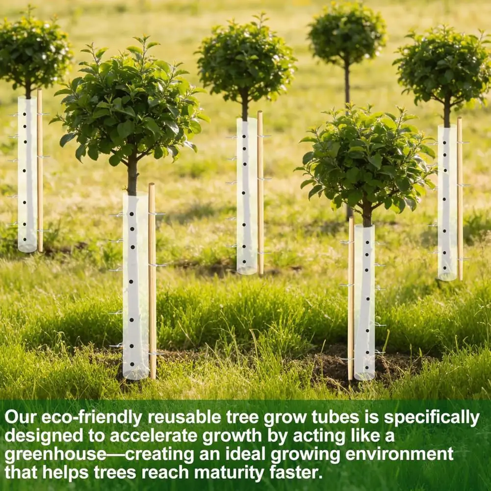 Outdoor Seedlings Protector Roll Tree Grow Tubes Ventilated Seedlings Protector Tubes with Punch Tool Zip Ties Deer for Sapling