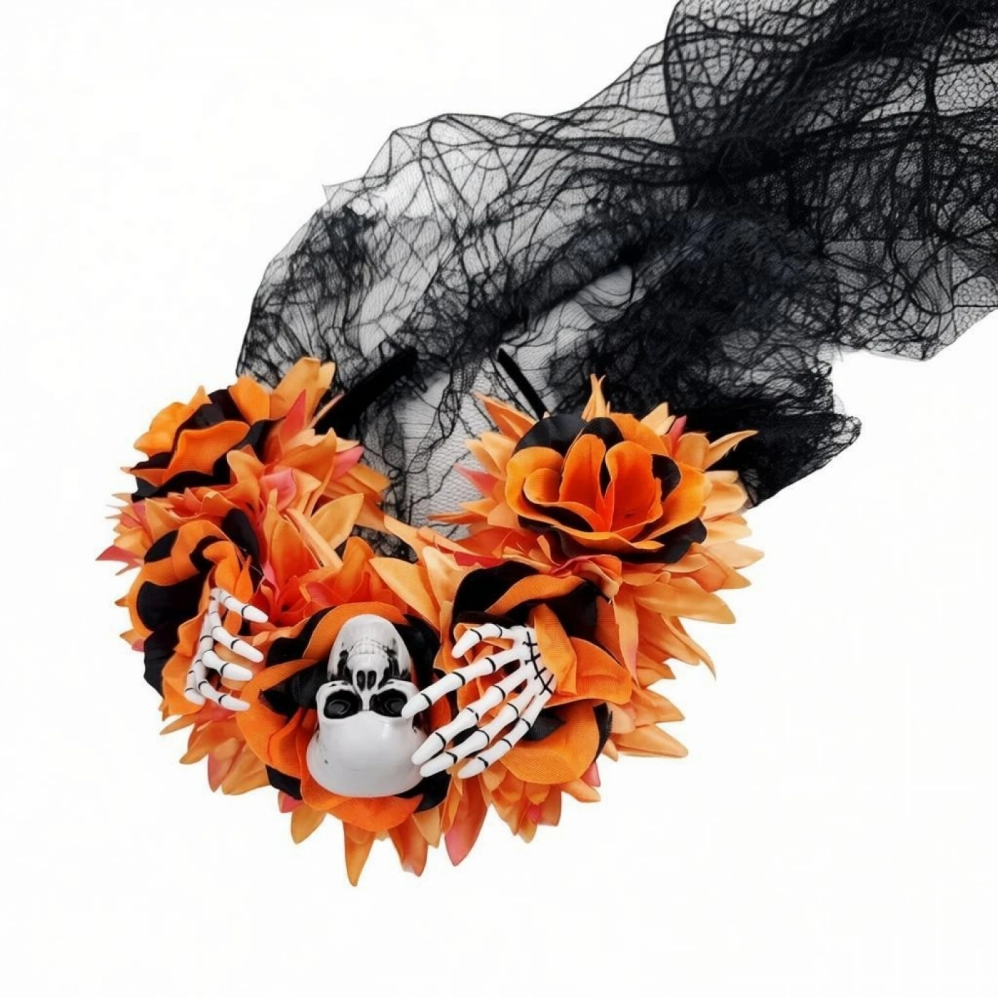 Women Skull Head Party Head Party Headwear Halloween Headband With Skull Head Flower Skull With Flower