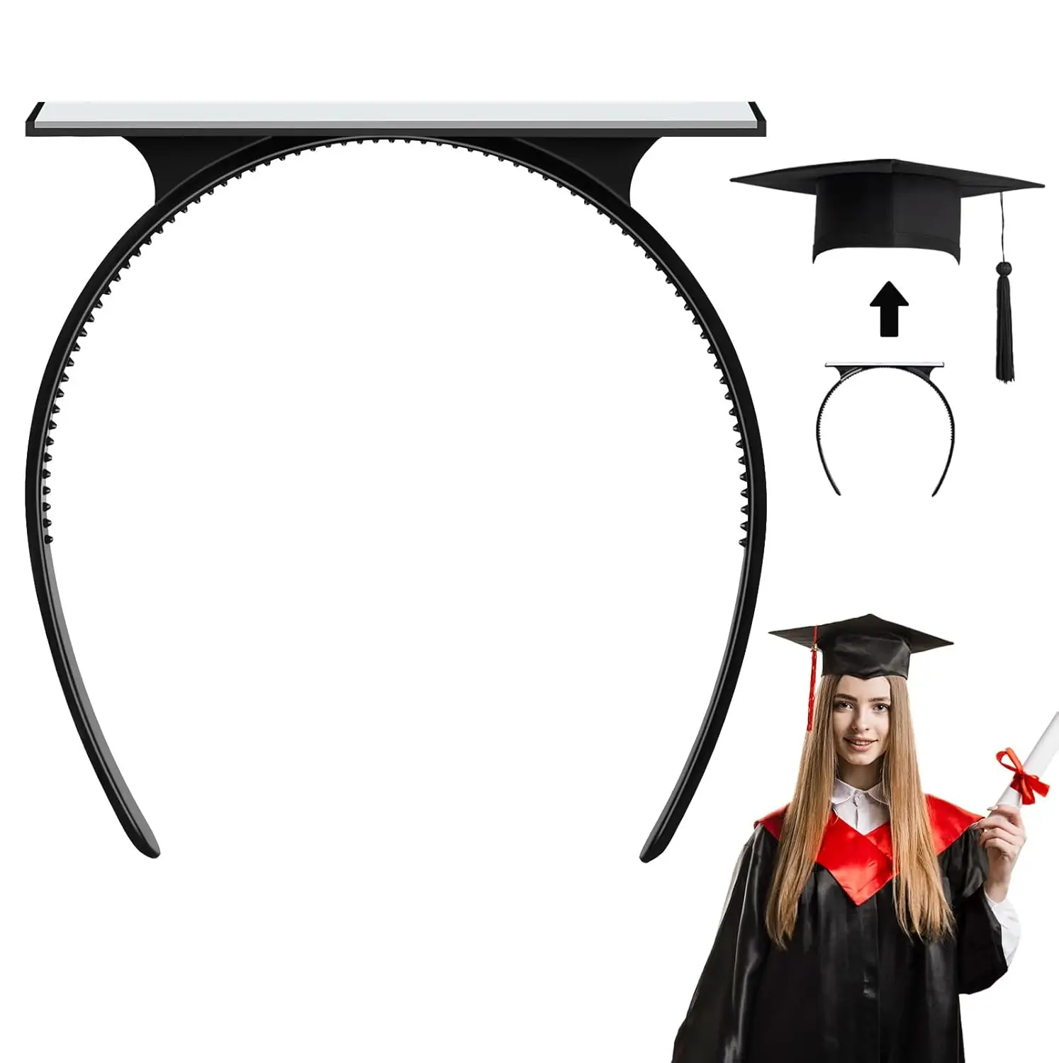 Graduation Cap Headband Insert, Soft Felt & Flexible Plastic Hairstyle Protector