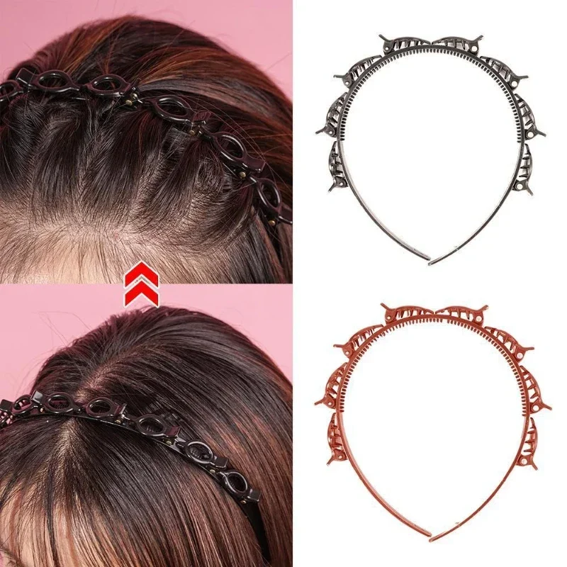 2026 New Double Bangs Hairstyle Hair Clips Hairpin Head Hoop Twist Plait Clip Front Hairclips Hair Hoop Women Headband Headwear