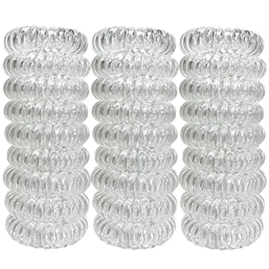 27 Pieces Spiral Coil Hair Ties: Waterproof Elastic Traceless Ponytail Holders, Colorless 1.58inch 4cm No Crease Hair Bands