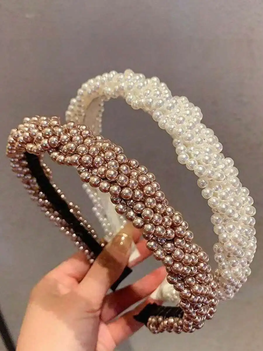 2pcs/1pc Vintage Faux Pearl Headband, Fashionable Elegant Minimalist Style, Sweet Outgoing Versatile Headband, Hair Accessories