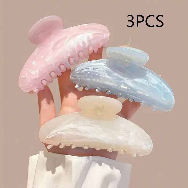 1pc Elegant High end Multi color Mermaid Hime Color Illusion Marble Pattern Half circle Hair Claw Hair Grab