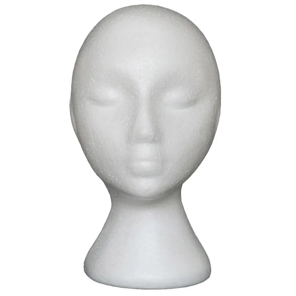 Female Foam Head Model Hat Wig Display Stand Rack Holder White