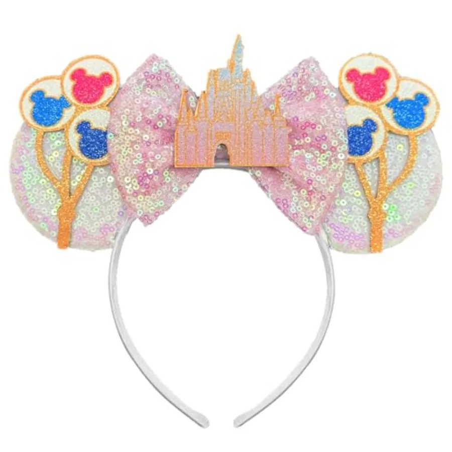 Cat Ears Headband - Pink Castle Ear Hair Band for Theme Park Parties, Cosplay Costume Accessories for Women Adults pink white