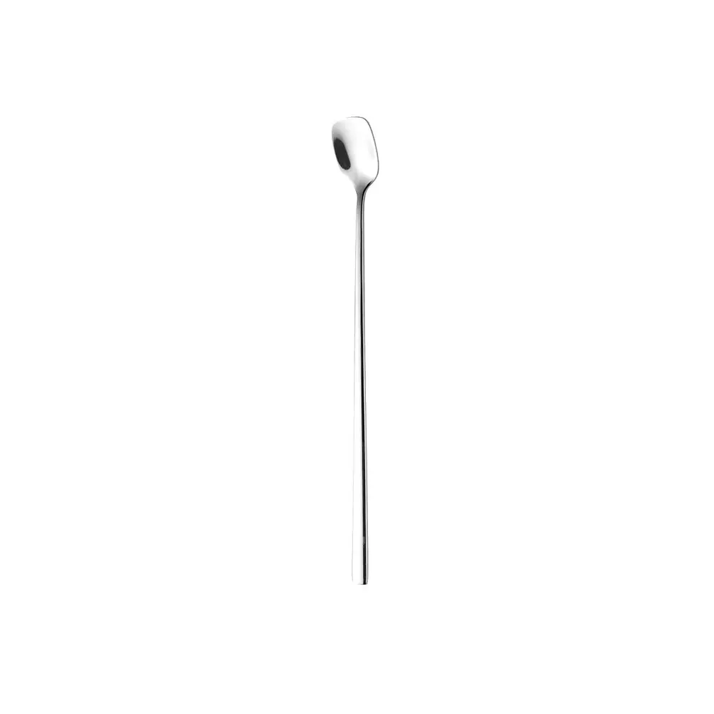 Long Handle Stainless Steel Mixing Spoon with Square Head for Stirring Thick Liquids Ice Honey Milk Tea Coffee and Cocktails