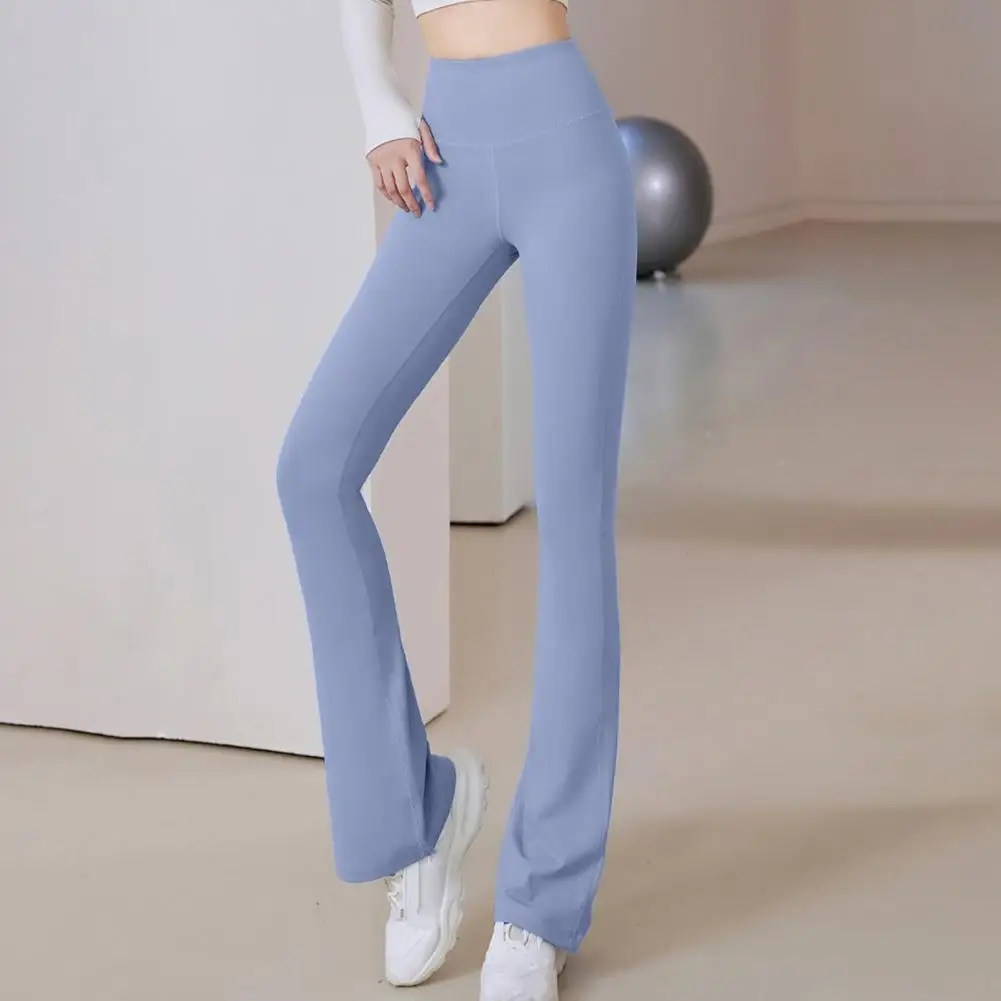 Women High Waisted Flaring Leggings Tummy Control Hip Lifting Yoga Pants Stretch No Front Seam Bell Bottoms Workout Trousers