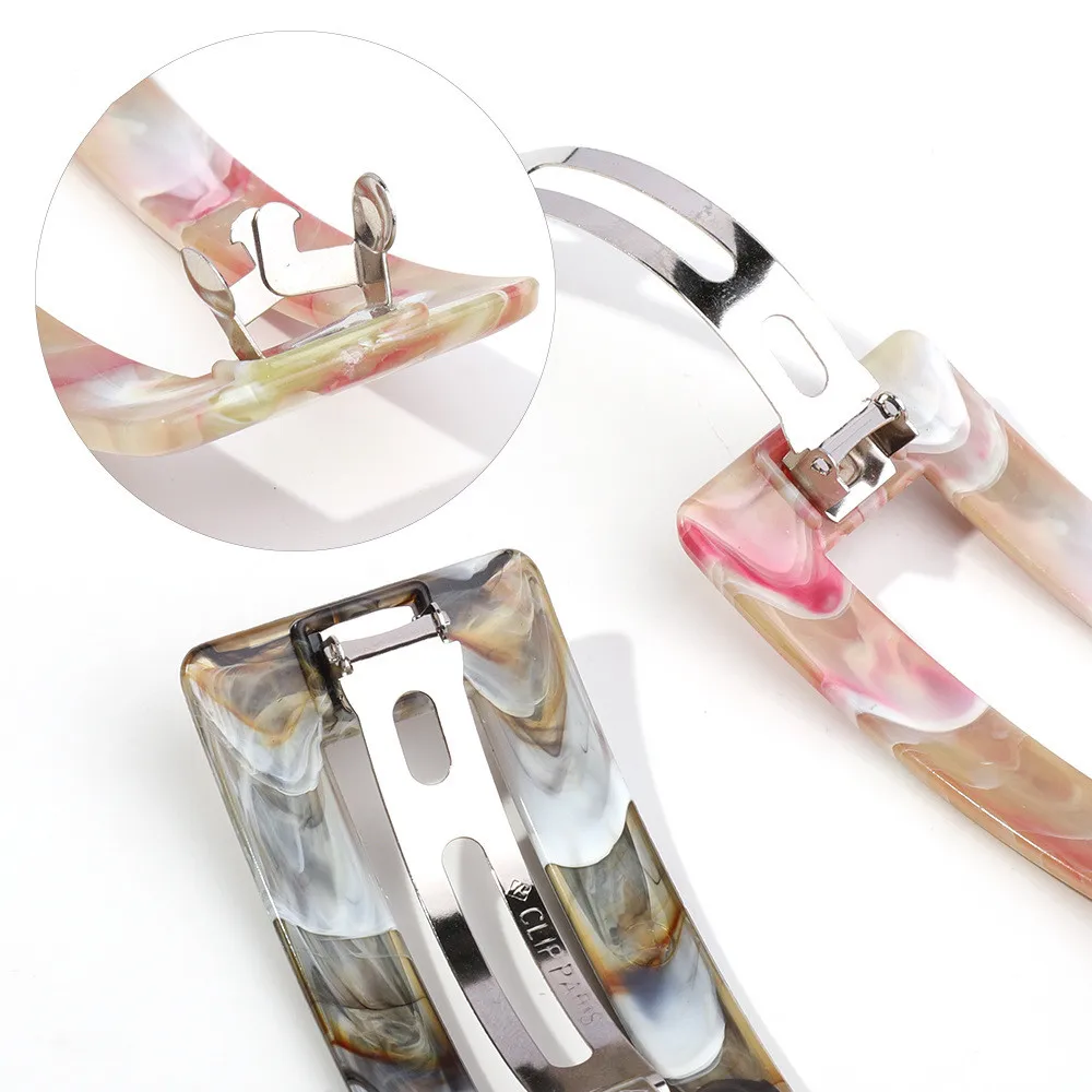 Marble Patterned Plastic Spring Hair Clips Hairpins Women Girls Hair Barrettes Accessories Hairclips Headdress Headwear Ornament