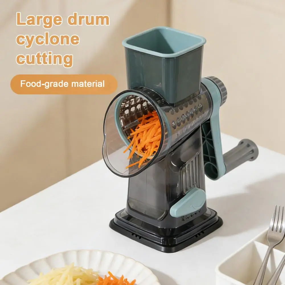 3-In-1 Rotary Cheese Grater, Manual Vegetable Slicer And Nut Grinder, Stainless Steel Kitchen Shredder