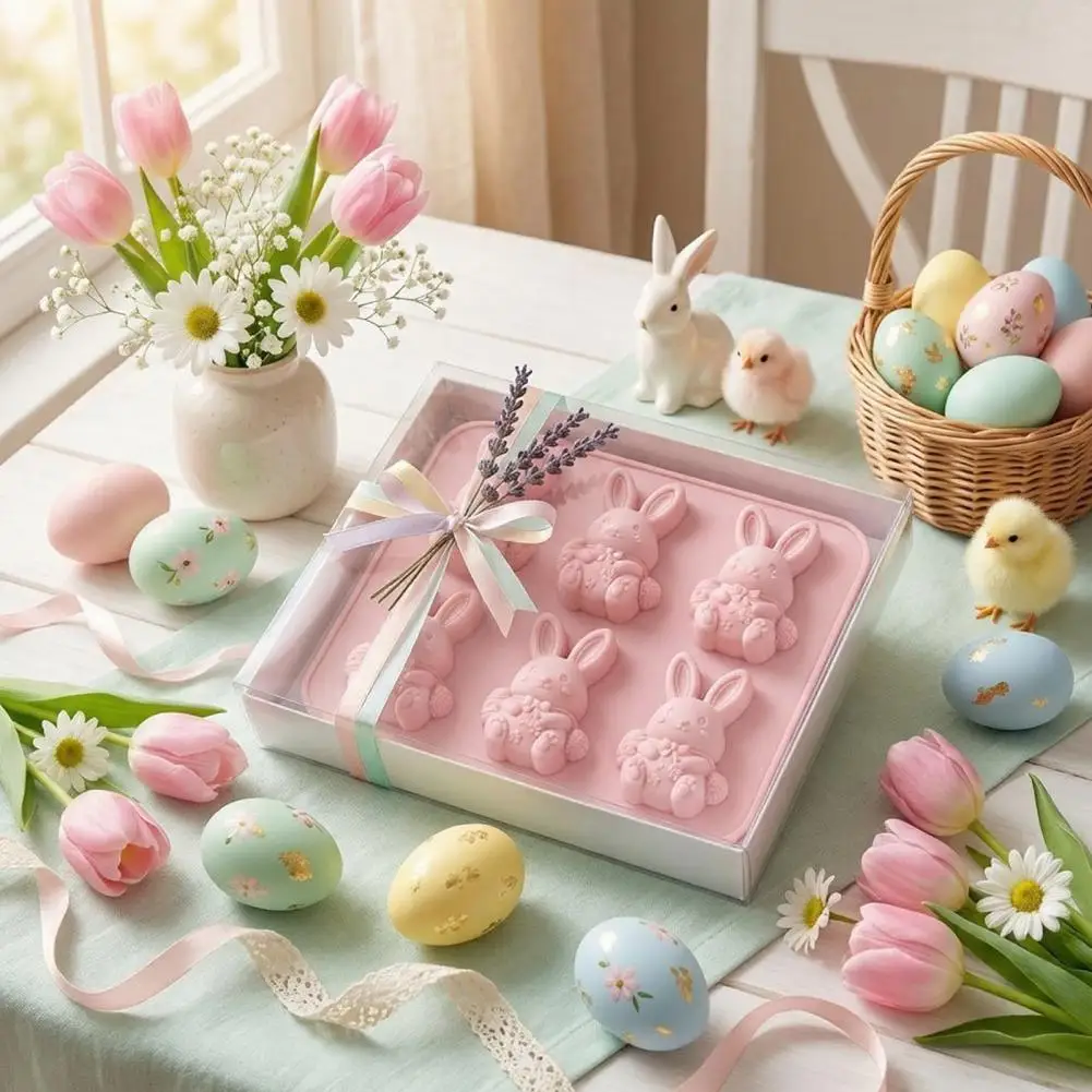 Easter Ice Tray Mold Easter Bunny Mold Set 3d Silicone Ice Tray Food-grade Safe Non-stick Baking Chocolate Cake Jelly Fudge