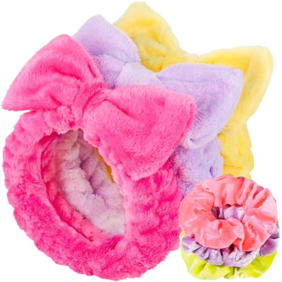 Spa Headbands, 6pcs Makeup Headbands and Hair Scrunchies for Washing Face for Teen Girls Women, Skincare, Easter Basket Valenti