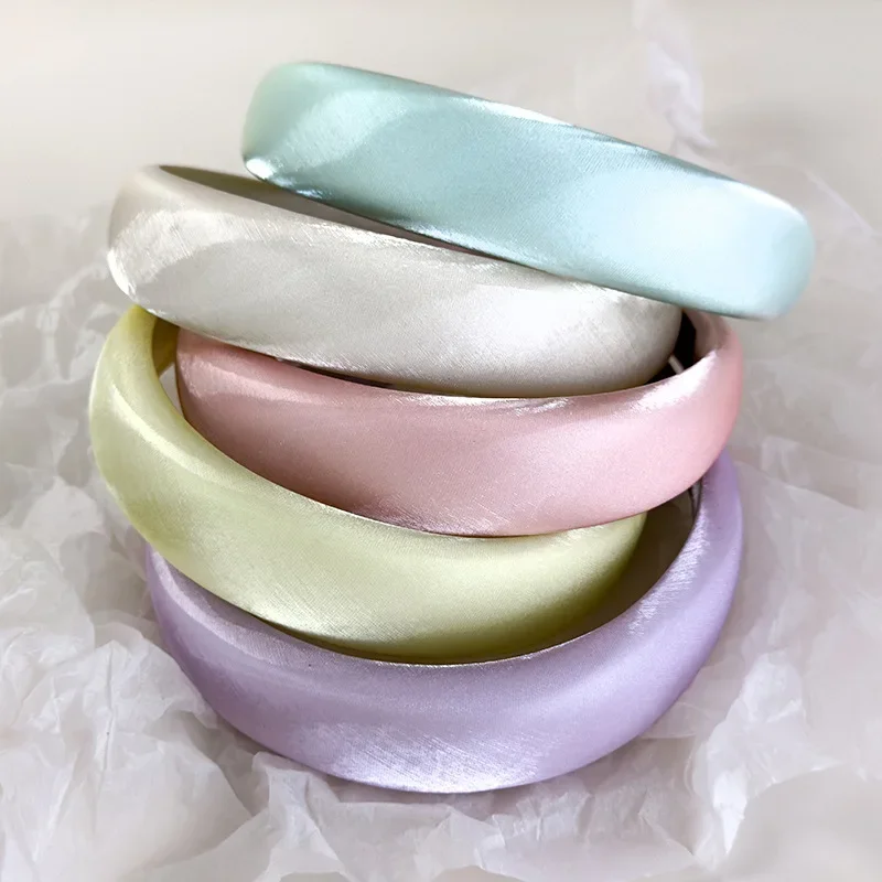 Spring/Summer Fashion Pearlescent Satin Headband Texture Wide Hair Band Womans Temperament Hair Hoop Female Hair Accessories New