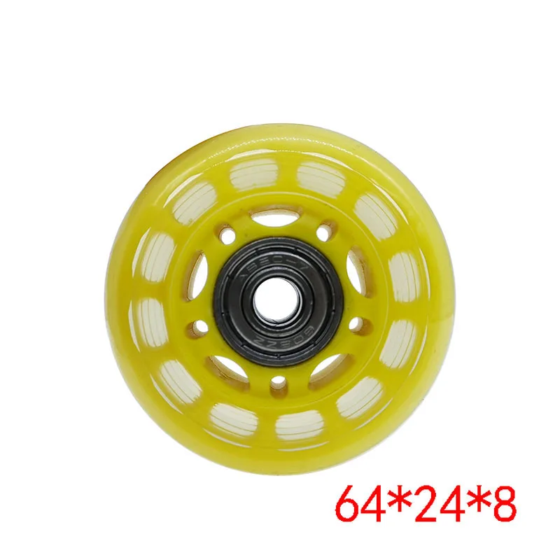 64*24*8mm Caster Wheels Transparent Noiseless Luggage Wheel Roller Skates Matching