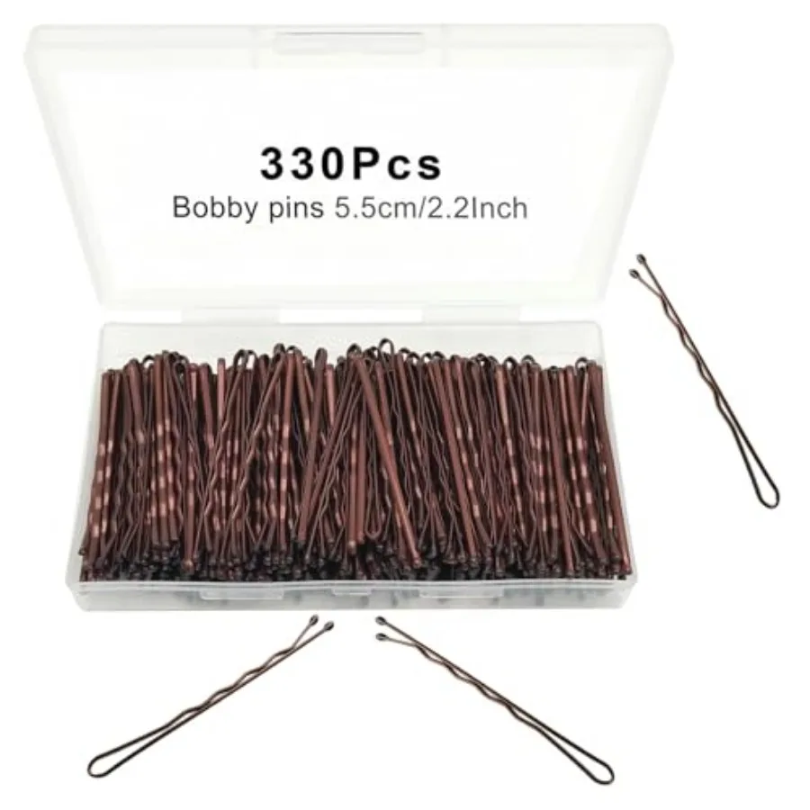 Bobby Pins Brown, 330 Count 2.2 Inch Hair Pins With Cute Box, Premium Bobby Pin For,Girls And Women, Great For All Hair Types