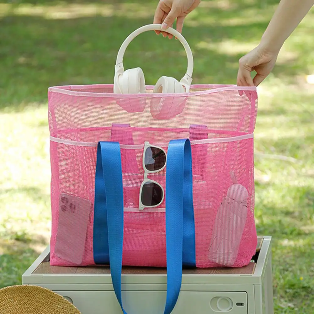Large Capacity Family Beach Storage Tote with Reinforced Bottom Tote Holds Wet Swimsuits Foldable Travel Bag for Outdoor
