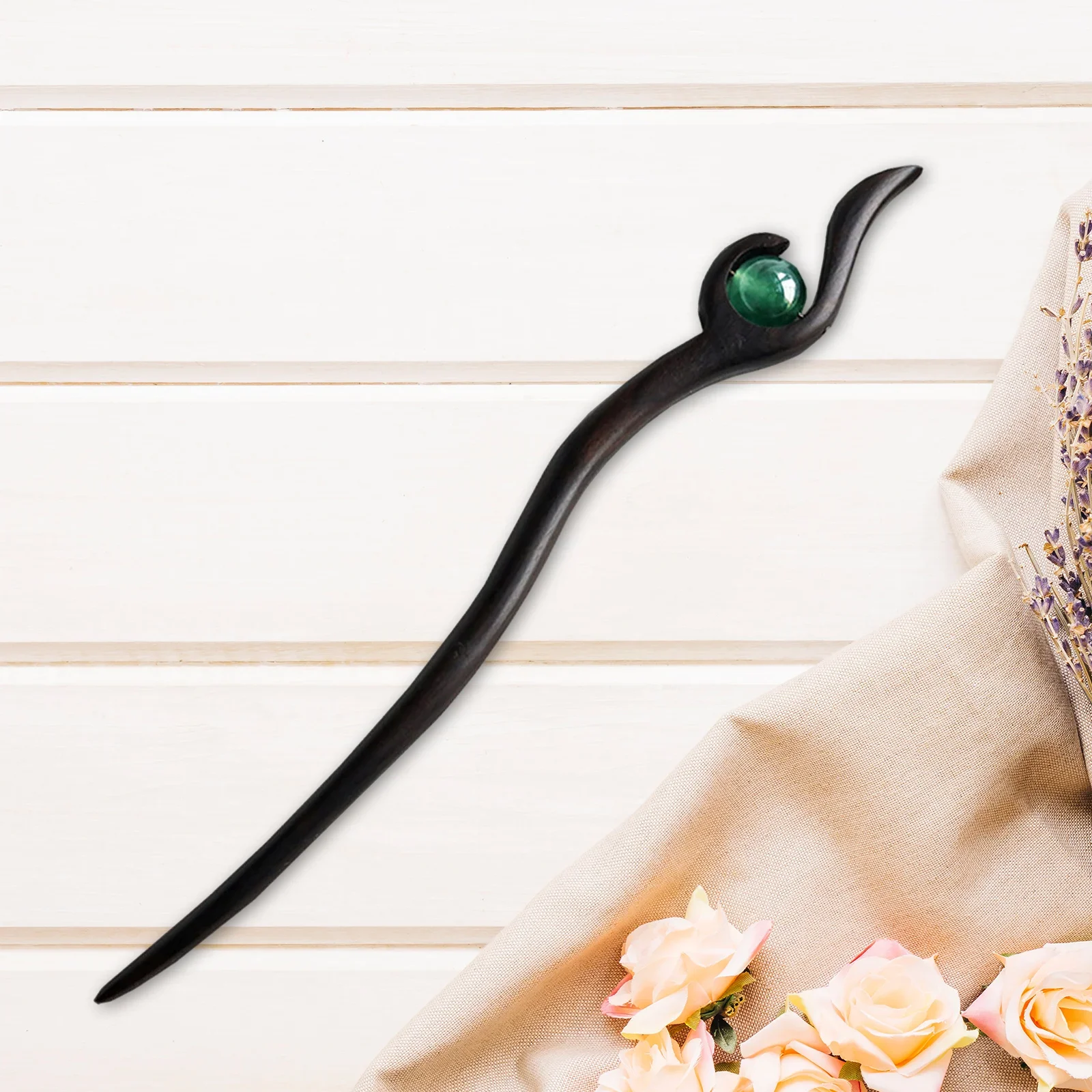 Wooden Hair Sticks Vintage Hairpin Chinese Style Headwear Long Straight Hair Stick for Women Girls DIY Hairdressing Salon