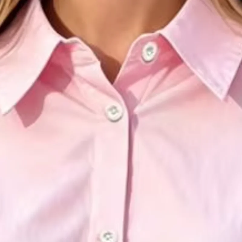 Women Breathable Everyday Top Buttons Placket Shirt Tops Pure Color Loose Fit Summer Shirt Daily Wear