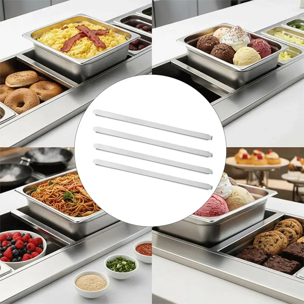 Table Crossbar 4pcs Stainless Steel Table Adapter Bars Grade Food Pan Dividers Metal Food Prep Accessories for Restaurants Heavy