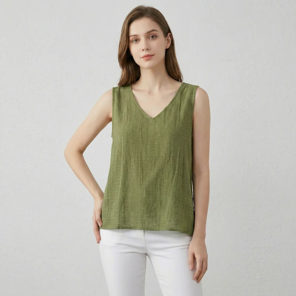 Women Lightweight Tops Women’s V Neck Tank Tops Summer Shirts Lightweight Breathable Loose Fit Gauze Camisoles Wear Summer
