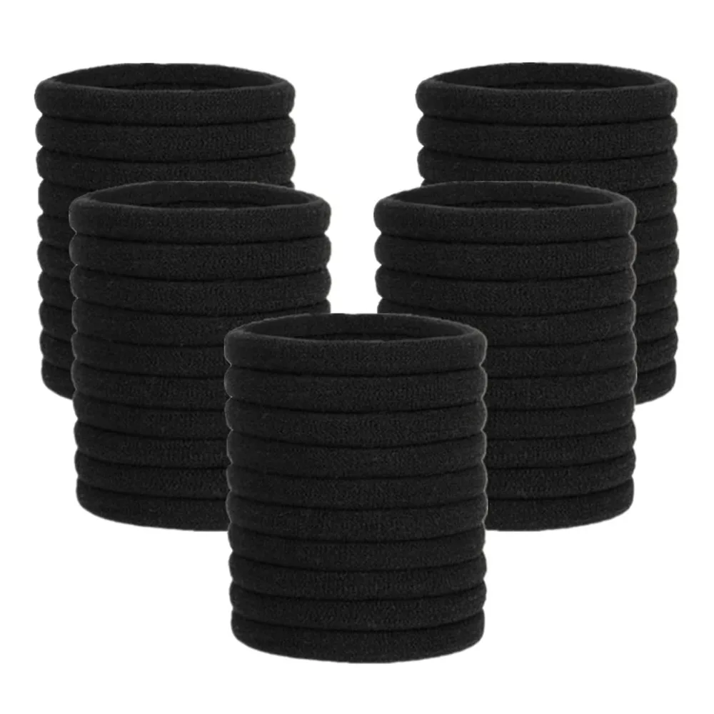 100 Pieces Elastic Hair Ties Thick Seamless Ponytail Holders No Damage Soft Hair Bands for Women Girls Hair Accessories Black