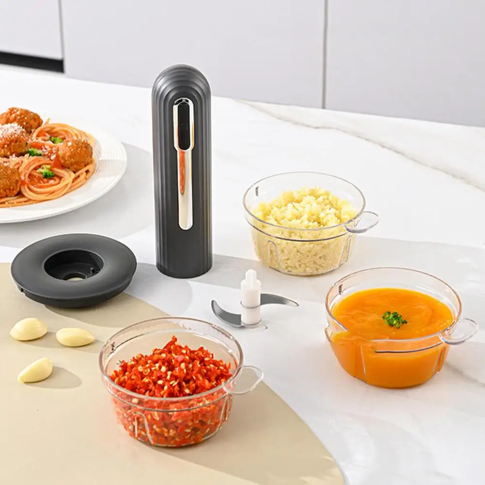 Eco-friendly Food Processor Portable Electric Food Processor with Rechargeable Meat Grinder 2 Blades 3 Bowls Compact for Veggie