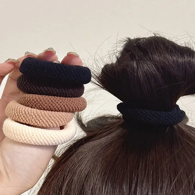 5/10pcs Mixed Color High Elasticity Thickened Versatile Simple Scrunchies Hair-Friendly Random Color Hair Ties Hair Rope