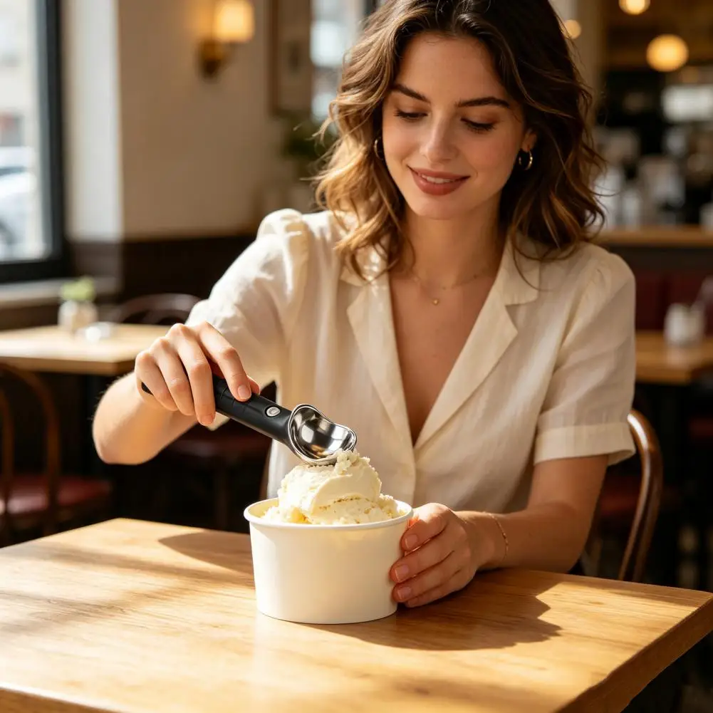 Family Ice Cream Scoop Electric Ice Cream Scoop Rechargeable Stainless Steel Ice Cream Scooper Nonstick Gelato Yogurt for Hard